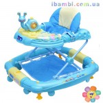 Ходунки-качалка M 0537-1 (2в1 голубые, улитка)